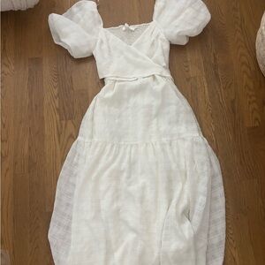 Astr wrap xs Elegant White Puff Sleeve Dress